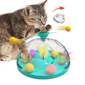 Interactive Multifunctional Turntable Pet Educational Toys With Catnip Luminous Ball Pinwheel