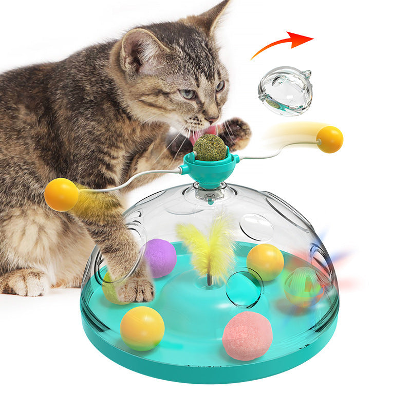 Interactive Multifunctional Turntable Pet Educational Toys With Catnip Luminous Ball Pinwheel