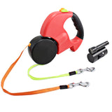 Automatic Dual Headed Pet Leashes with Flashlight Garbage Bag Box