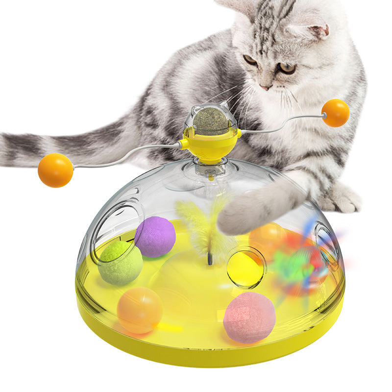 Interactive Multifunctional Turntable Pet Educational Toys With Catnip Luminous Ball Pinwheel