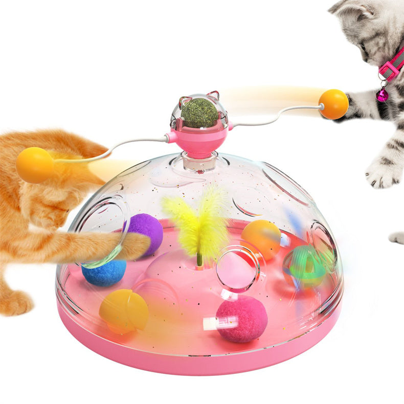 Interactive Multifunctional Turntable Pet Educational Toys With Catnip Luminous Ball Pinwheel