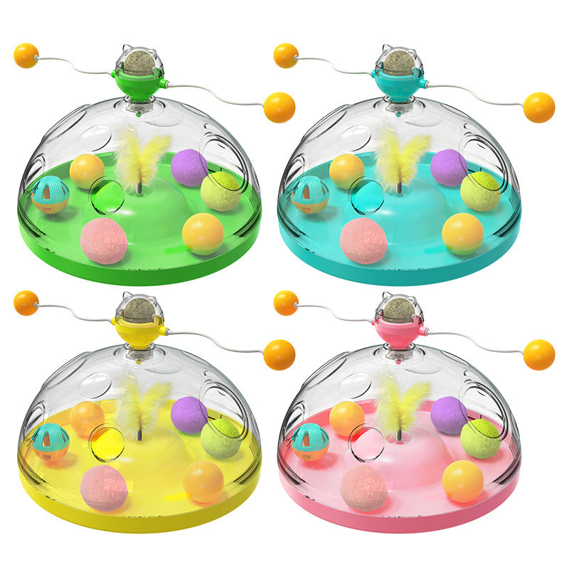 Interactive Multifunctional Turntable Pet Educational Toys With Catnip Luminous Ball Pinwheel
