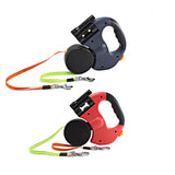 Automatic Dual Headed Pet Leashes with Flashlight Garbage Bag Box