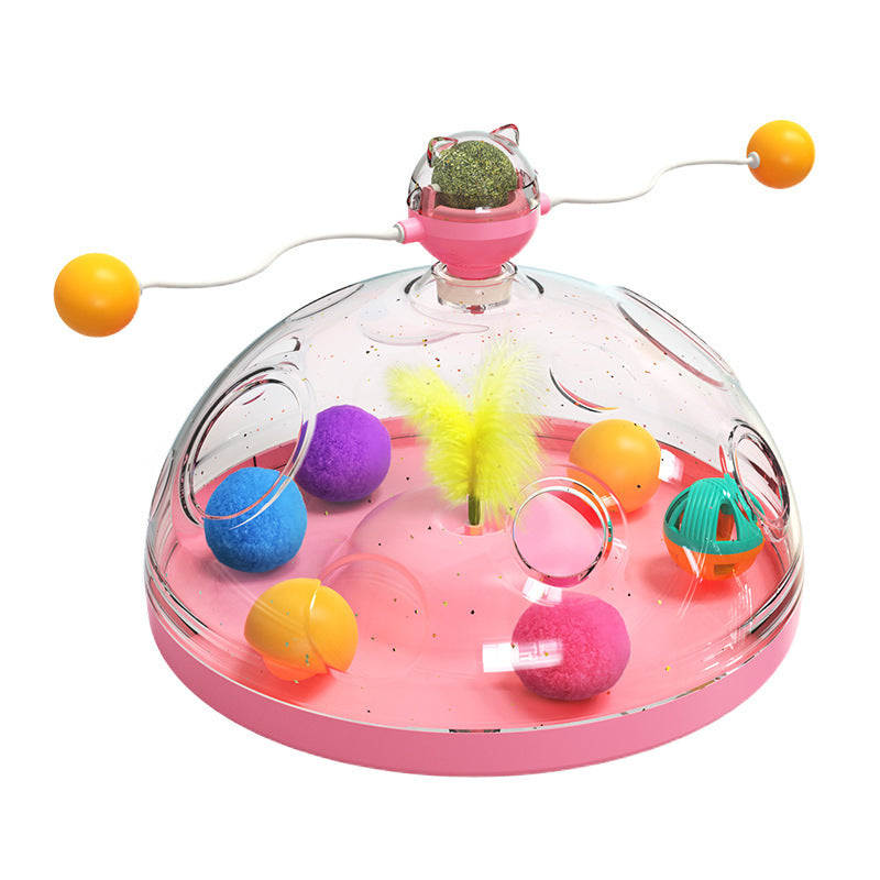 Interactive Multifunctional Turntable Pet Educational Toys With Catnip Luminous Ball Pinwheel