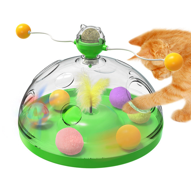Interactive Multifunctional Turntable Pet Educational Toys With Catnip Luminous Ball Pinwheel