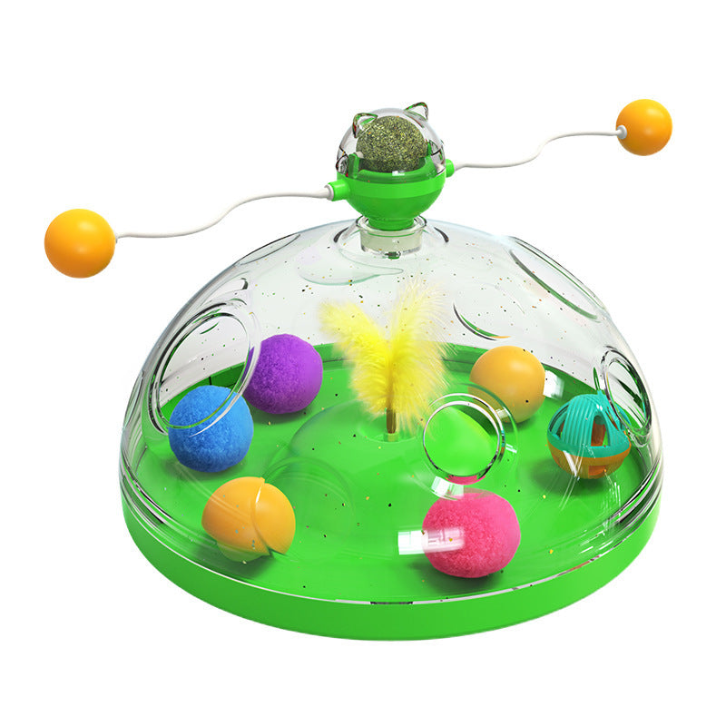 Interactive Multifunctional Turntable Pet Educational Toys With Catnip Luminous Ball Pinwheel