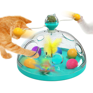 Interactive Multifunctional Turntable Pet Educational Toys With Catnip Luminous Ball Pinwheel